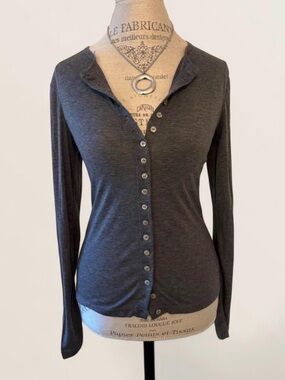 H&M Dark Charcoal Button-Front Long Sleeve Cardigan